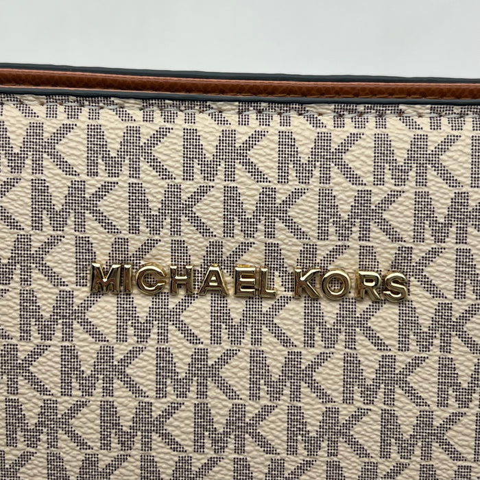 Michael Kors Large Monogram Tote Bag – Structured Design with Leather Trim