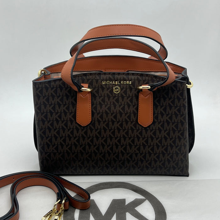 Michael Kors Mini Monogram Satchel Bag – Top Handle & Crossbody Strap