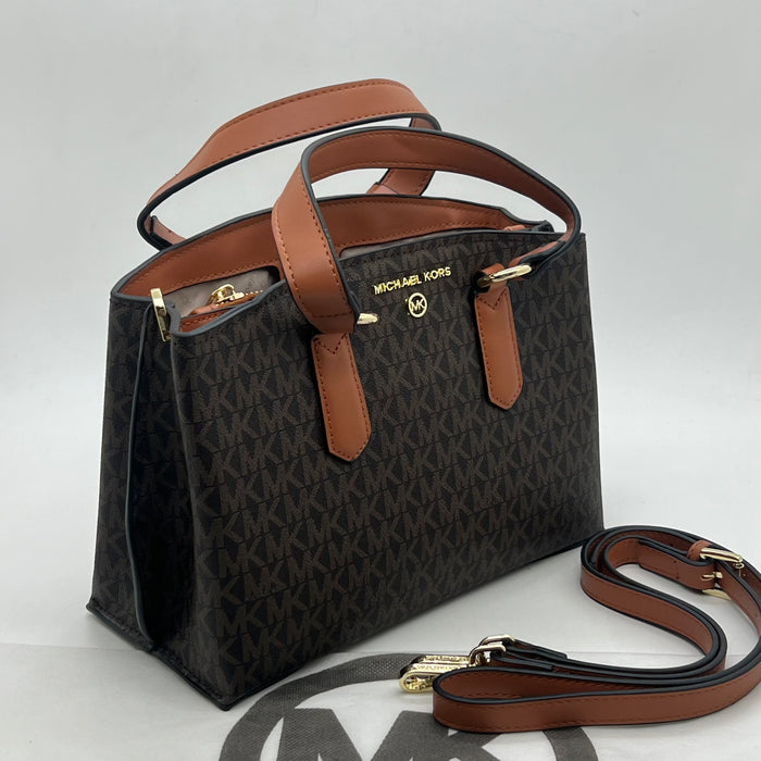 Michael Kors Mini Monogram Satchel Bag – Top Handle & Crossbody Strap