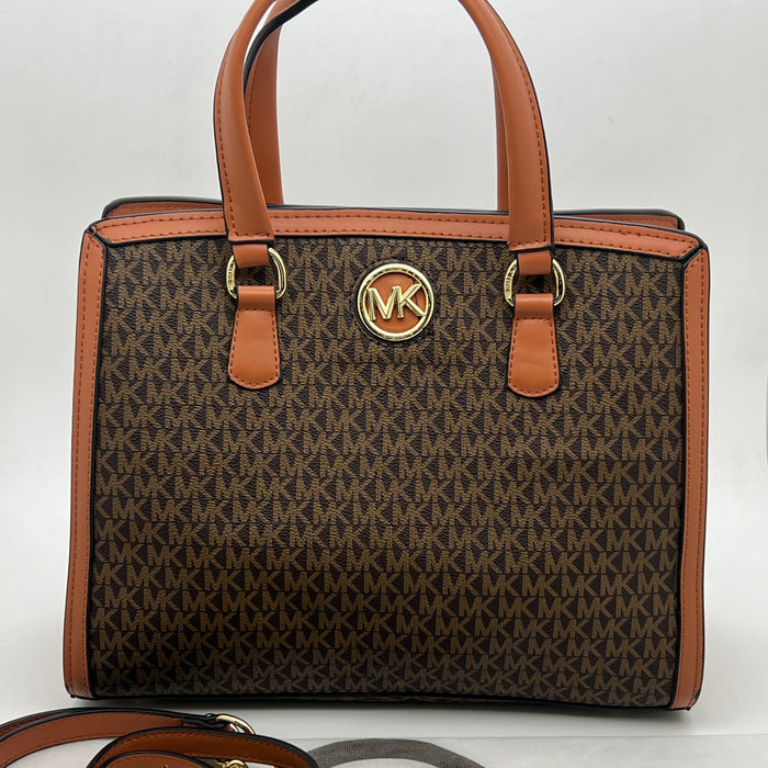 Michael Kors Monogram Logo Satchel Bag – Structured Top Handle & Crossbody