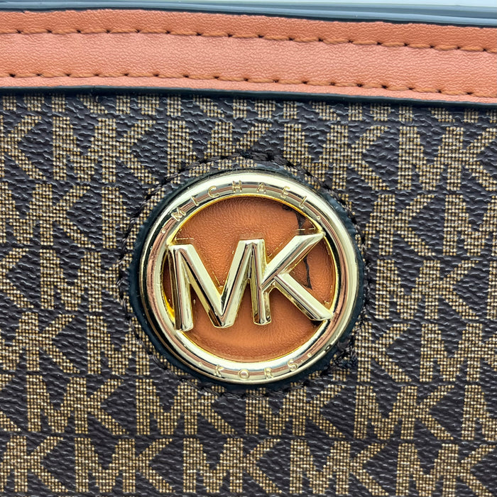 Michael Kors Monogram Logo Satchel Bag – Structured Top Handle & Crossbody