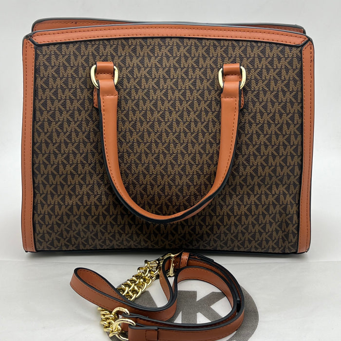 Michael Kors Monogram Logo Satchel Bag – Structured Top Handle & Crossbody