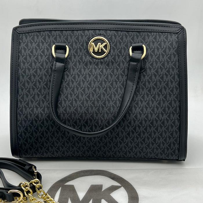 Michael Kors Monogram Logo Satchel Bag – Structured Top Handle & Crossbody