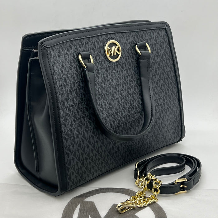 Michael Kors Monogram Logo Satchel Bag – Structured Top Handle & Crossbody