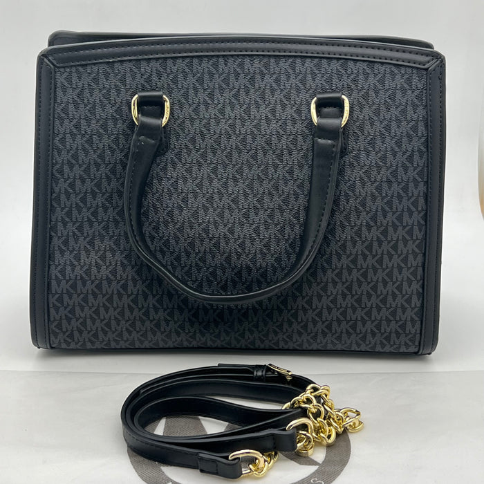 Michael Kors Monogram Logo Satchel Bag – Structured Top Handle & Crossbody