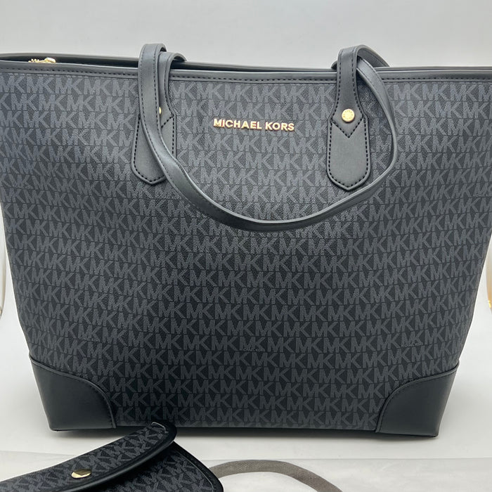 Michael Kors Monogram Tote Bag Set – Large Tote + Matching Pouch