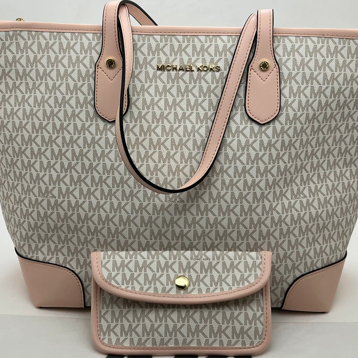 Michael Kors Monogram Tote Bag Set – Large Tote + Matching Pouch