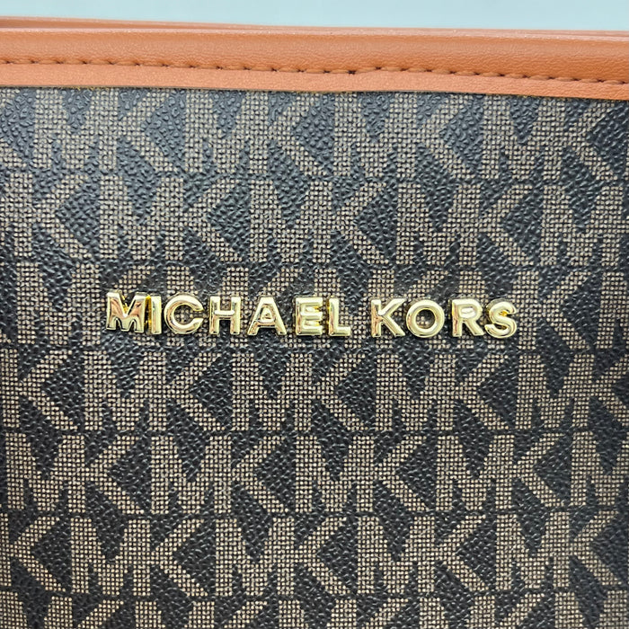 Michael Kors Monogram Tote Bag Set – Large Tote + Matching Pouch
