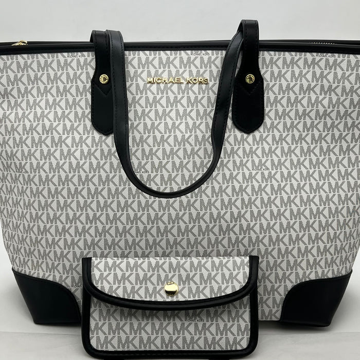 Michael Kors Monogram Tote Bag Set – Large Tote + Matching Pouch