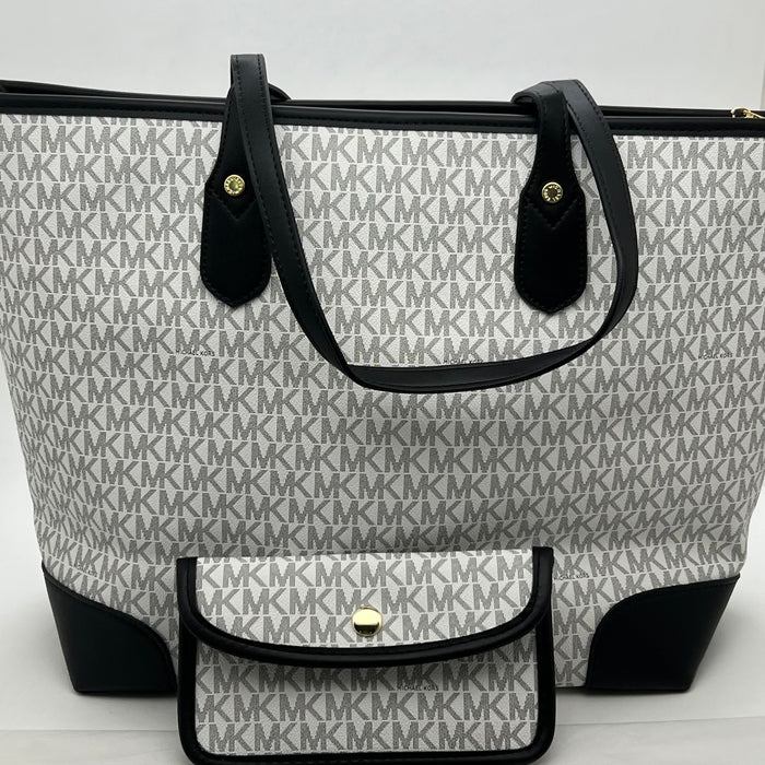 Michael Kors Monogram Tote Bag Set – Large Tote + Matching Pouch
