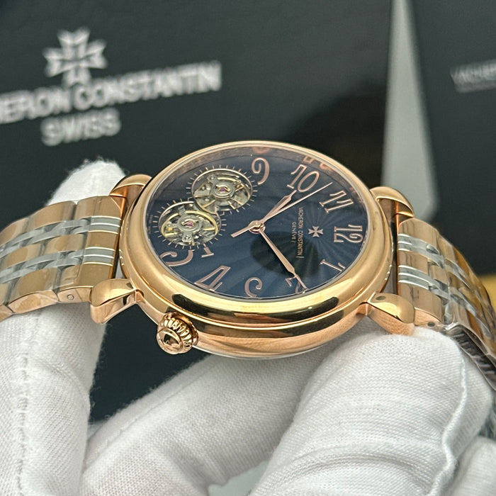 Vacheron Constantin Dual Open-Heart Black Guilloché Rose Gold Watch