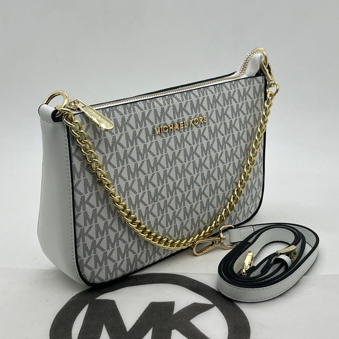 Michael Kors Monogram Chain Shoulder Bag – Convertible Crossbody Pochette