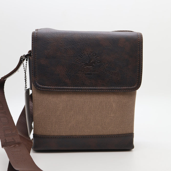 West Polo Crossbody Shoulder Bag – Canvas & Leather Mix
