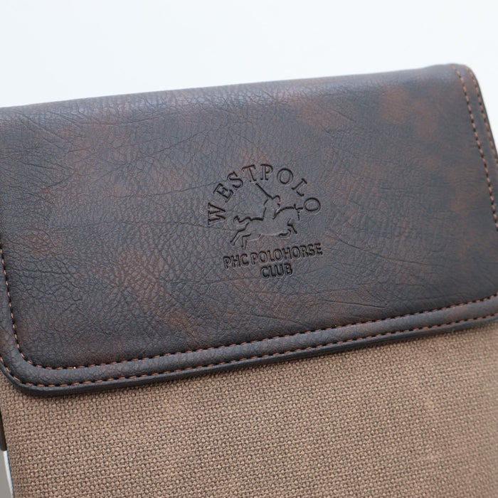 West Polo Crossbody Shoulder Bag – Canvas & Leather Mix