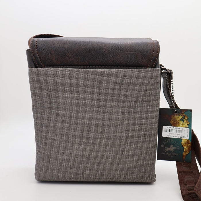 West Polo Crossbody Shoulder Bag – Canvas & Leather Mix