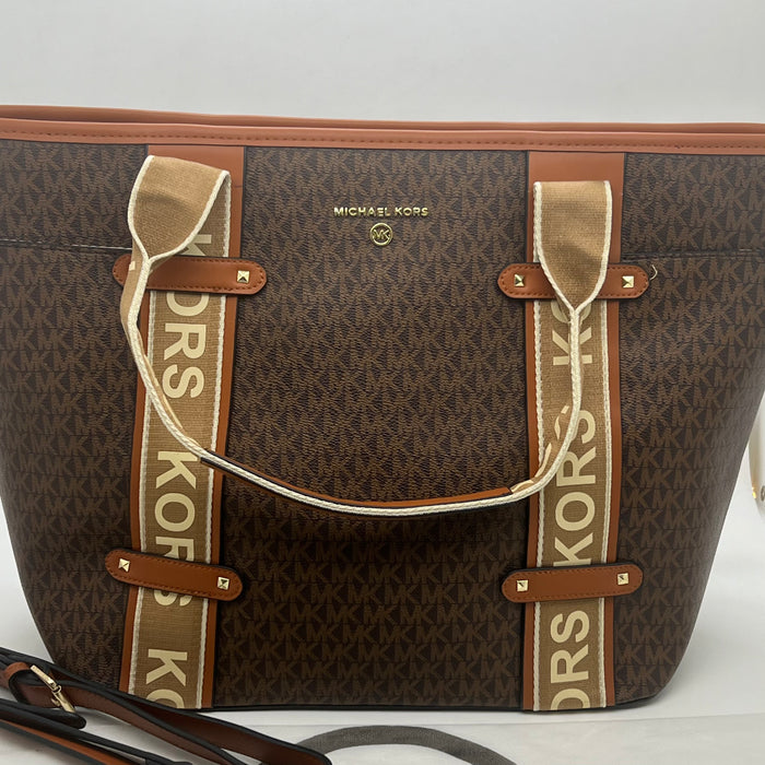 Michael Kors Large Tote Bag with Logo Strap – MK Signature Shopper