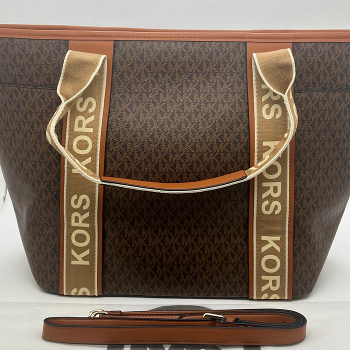 Michael Kors Large Tote Bag with Logo Strap – MK Signature Shopper