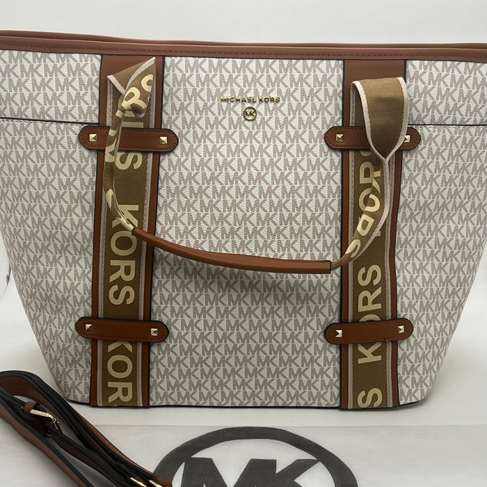 Michael Kors Large Tote Bag with Logo Strap – MK Signature Shopper