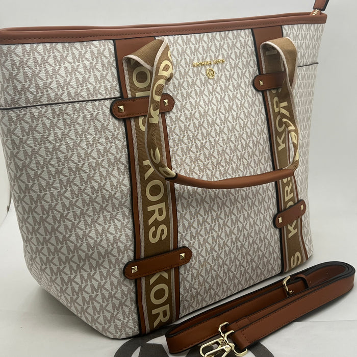 Michael Kors Large Tote Bag with Logo Strap – MK Signature Shopper