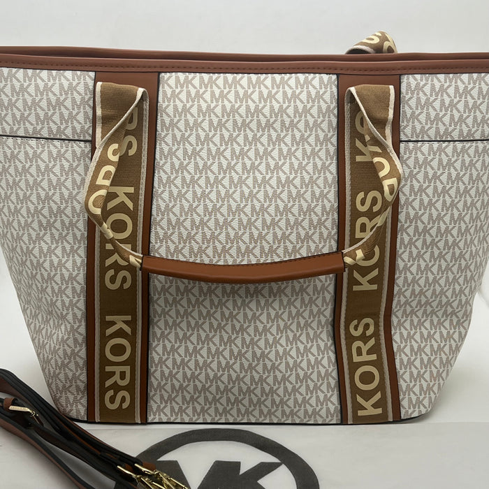 Michael Kors Large Tote Bag with Logo Strap – MK Signature Shopper