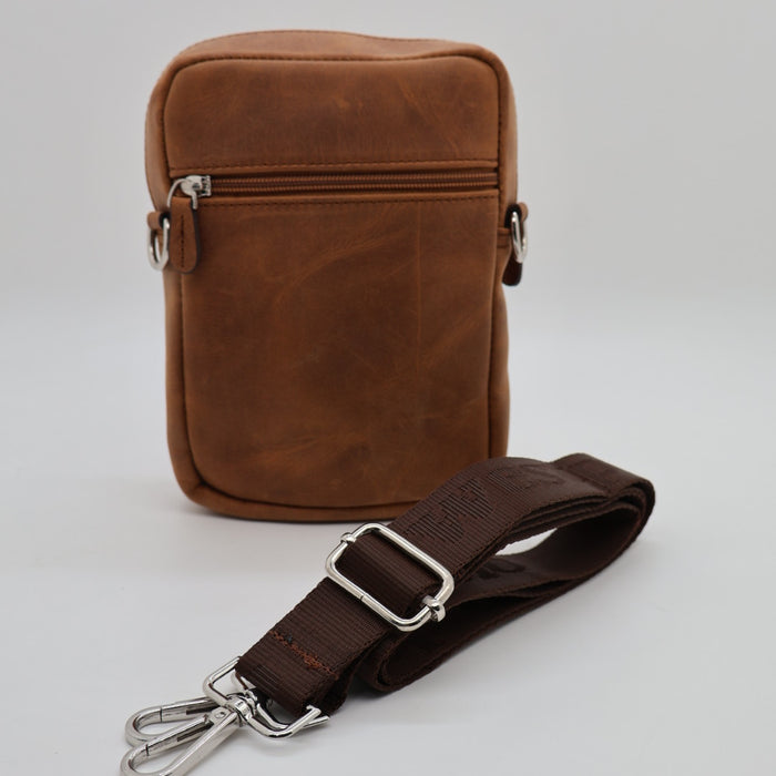 West Polo Genuine Leather Crossbody Bag – Brown