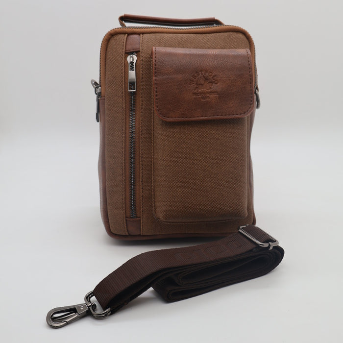 West Polo Men’s Crossbody Side Bag – Canvas & Leather Design