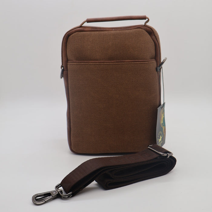 West Polo Men’s Crossbody Side Bag – Canvas & Leather Design