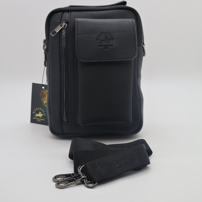 West Polo Men’s Crossbody Side Bag – Canvas & Leather Design