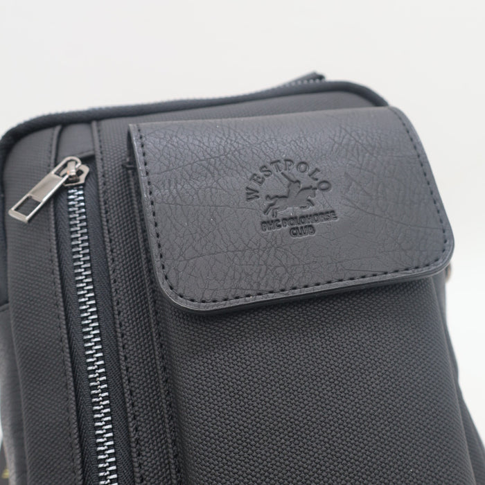West Polo Men’s Crossbody Side Bag – Canvas & Leather Design