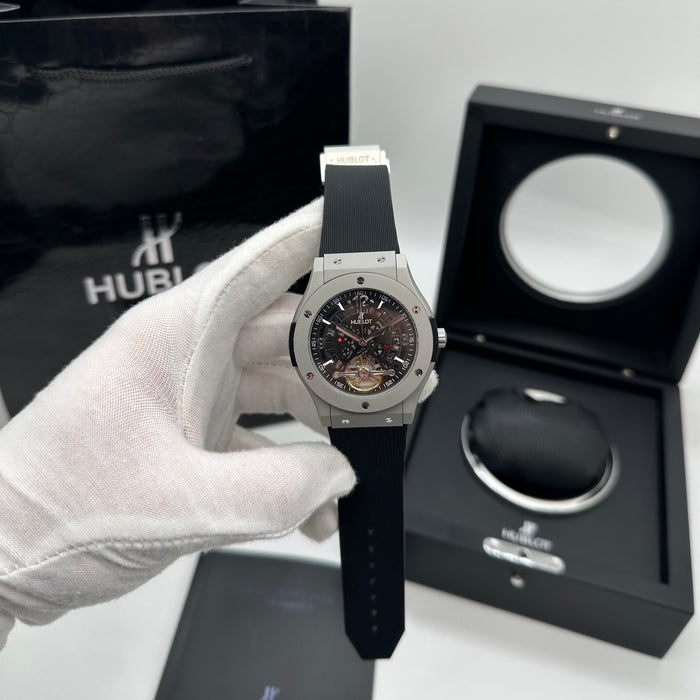Hublot Skeleton Automatic Men’s Watch with Black Rubber Strap