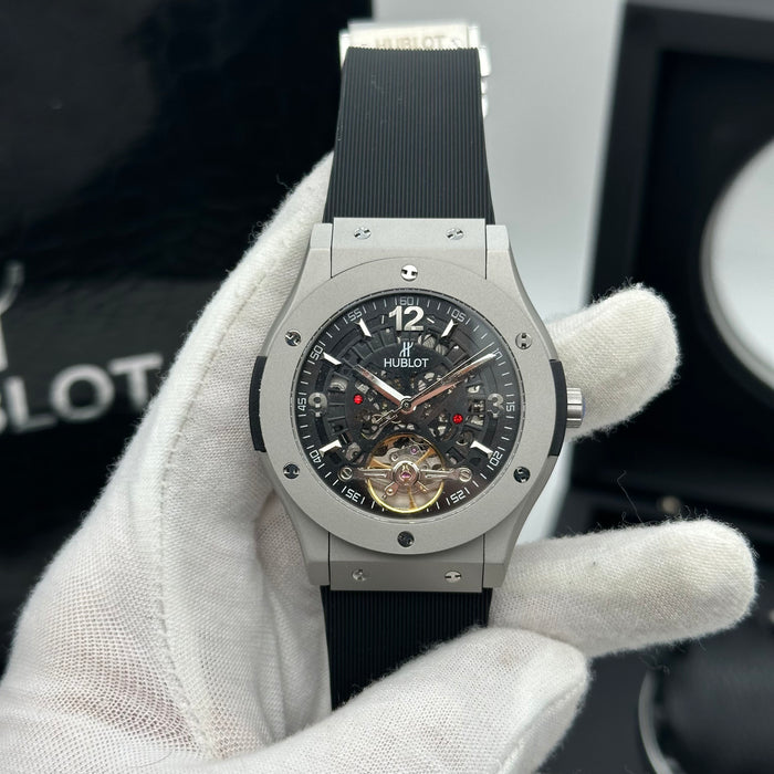 Hublot Skeleton Automatic Men’s Watch with Black Rubber Strap