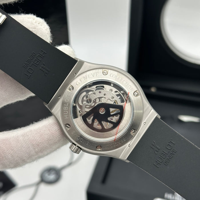 Hublot Skeleton Automatic Men’s Watch with Black Rubber Strap