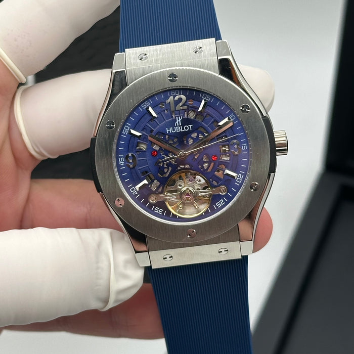 Hublot Big Bang Tourbillon Skeleton – Blue Dial with Titanium Case & Rubber Strap