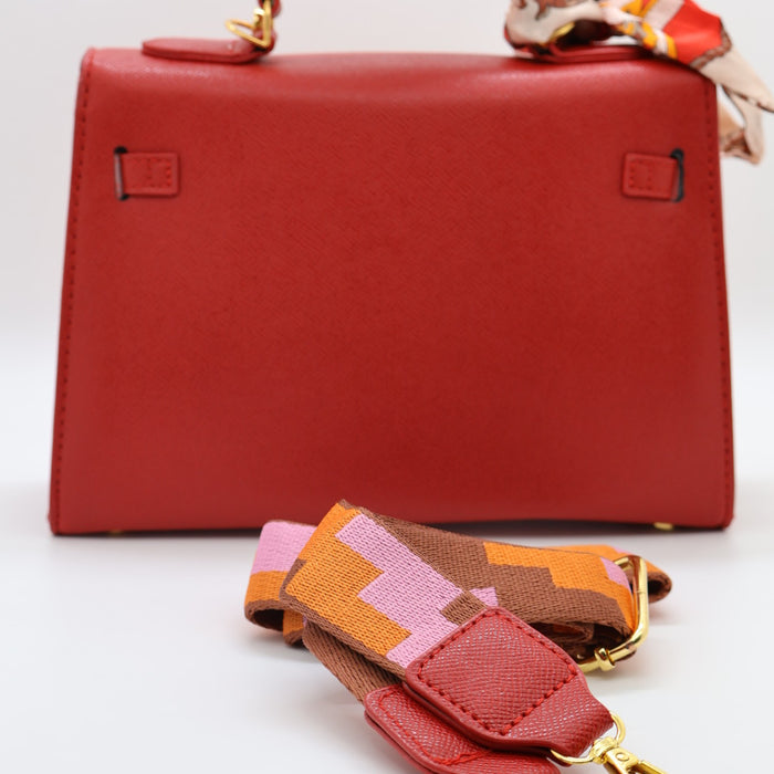 Hermes Luxury Kelly-Style Top Handle Bag with Scarf & Strap