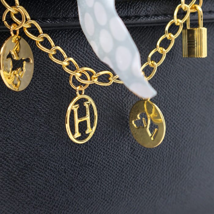 Hermes Luxury Kelly-Style Top Handle Bag with Scarf & Strap