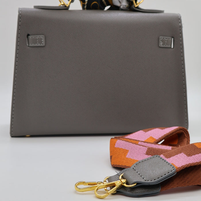 Hermes Luxury Kelly-Style Top Handle Bag with Scarf & Strap