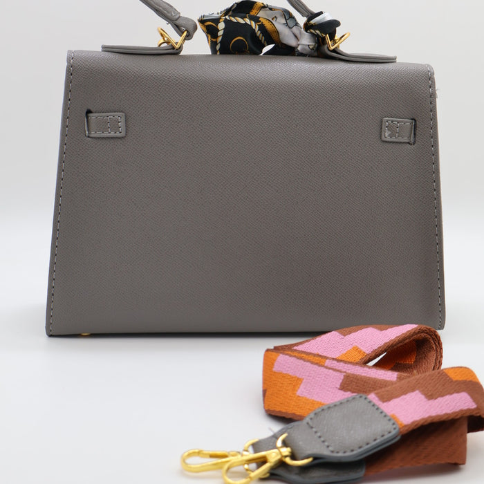 Hermes Luxury Kelly-Style Top Handle Bag with Scarf & Strap