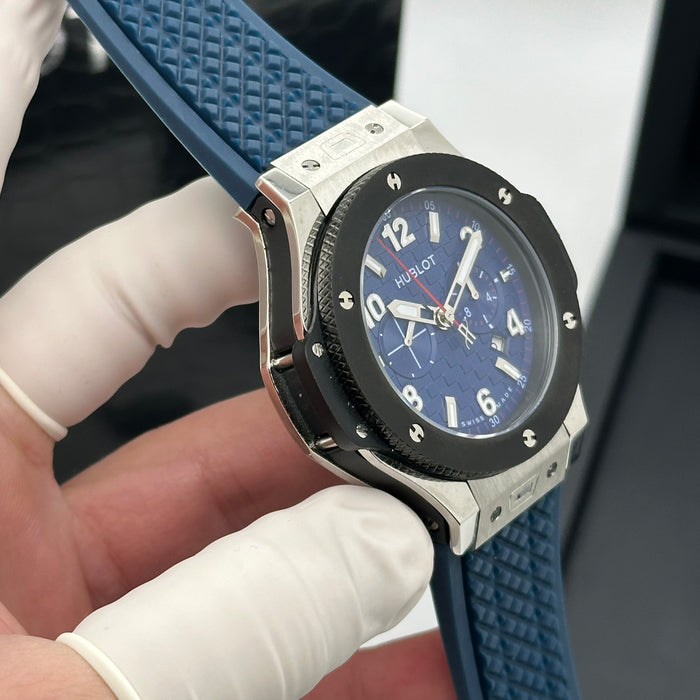 Hublot Big Bang Blue Chronograph Blue Dial Rubber Strap