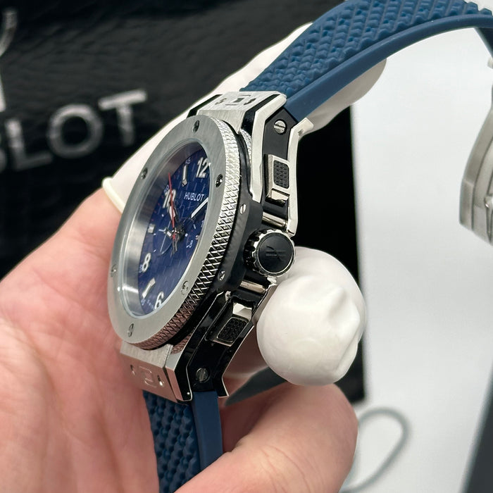 Hublot Big Bang Chronograph – Blue Dial | Silver Case | Blue Rubber Strap