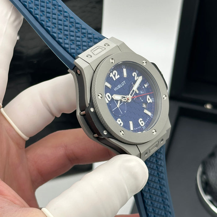 Hublot Big Bang Chronograph Titanium – Blue Dial | Grey Case & Blue Rubber Strap