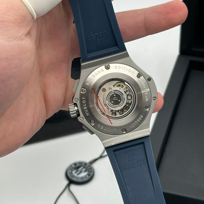 Hublot Big Bang Chronograph Titanium – Blue Dial | Grey Case & Blue Rubber Strap