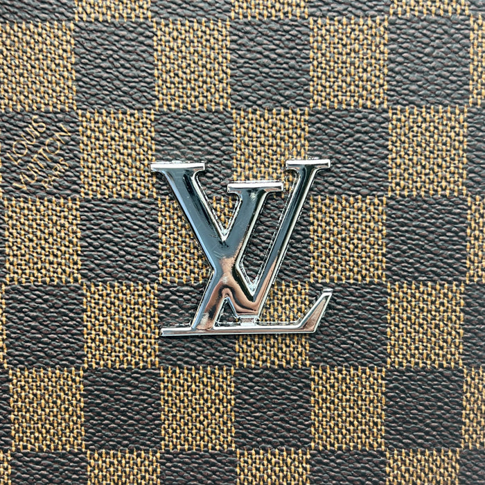 Luxury Louis Vuitton Checkered Leather Handbag with Fingerprint Lock – Elegant Business Tote