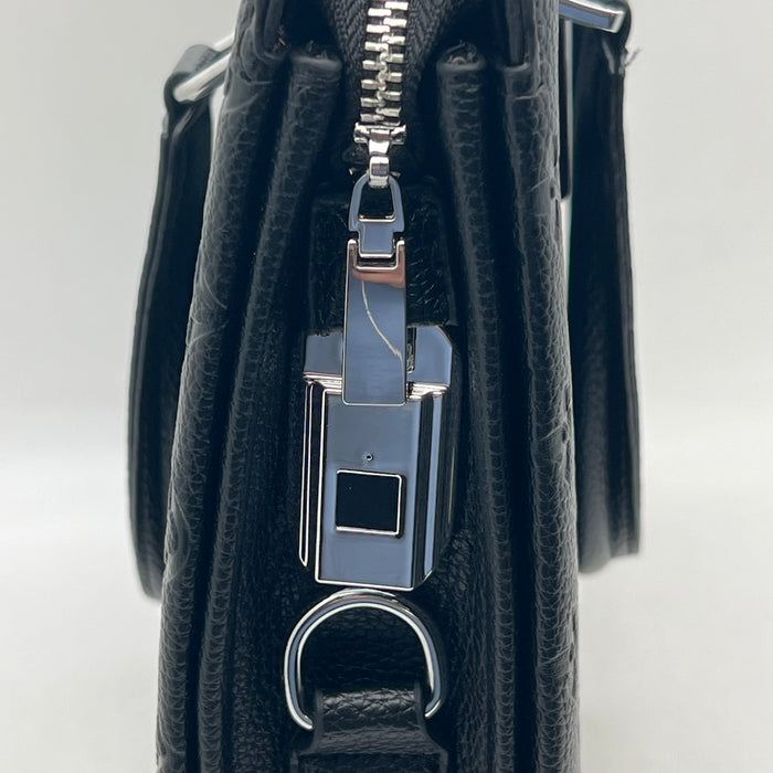 Luxury Louis Vuitton Black Monogram Leather Handbag with Fingerprint Lock – Executive Business Tote