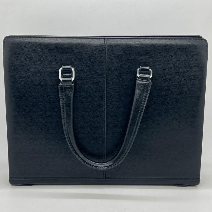 Luxury MontBlanc Smooth Leather Handbag with Fingerprint Lock – Premium Executive Tote (Black & Brown)