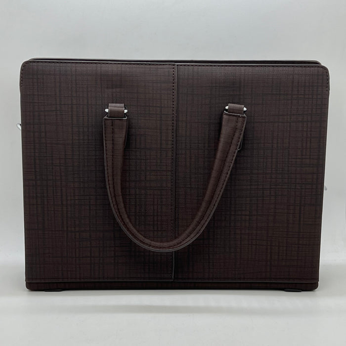 Luxury MontBlanc Textured Leather Business Handbag with Fingerprint Lock – Executive Tote (Black & Brown)
