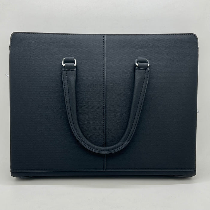 Luxury MontBlanc Textured Leather Business Handbag with Fingerprint Lock – Executive Tote (Black & Brown)