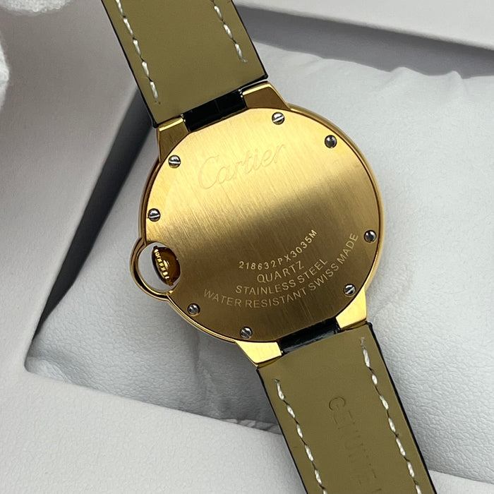 Cartier Ballon Bleu Style Diamond Bezel Gold Watch 33MM