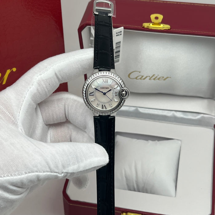 Cartier Ballon Bleu Style Diamond Bezel Gold Watch 33MM