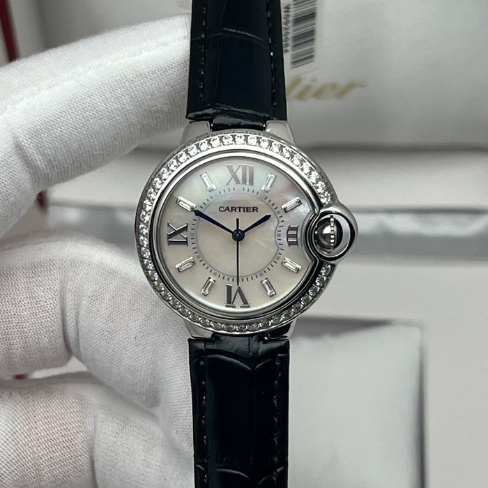 Cartier Ballon Bleu Style Diamond Bezel Gold Watch 33MM
