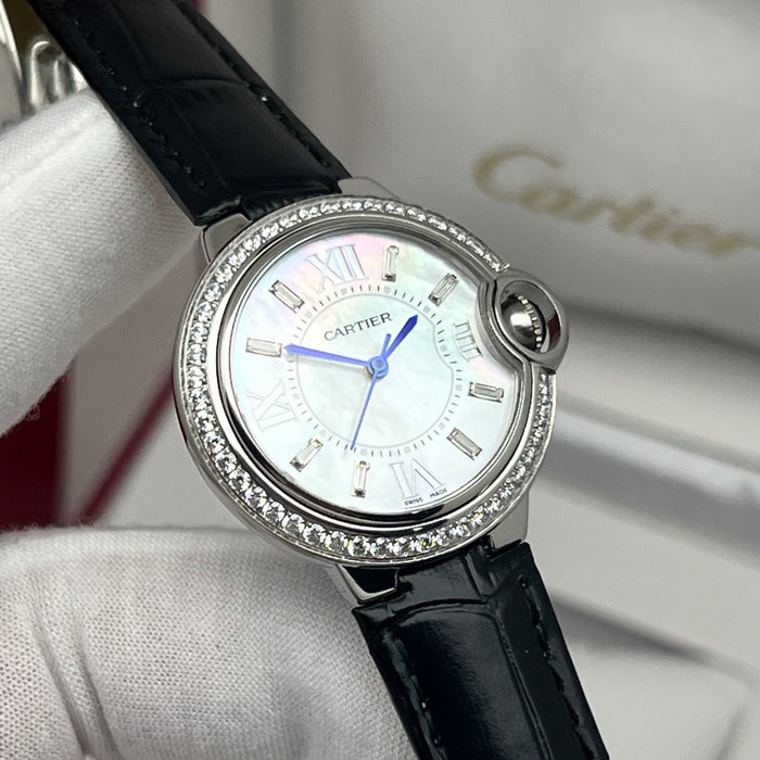 Cartier Ballon Bleu Style Diamond Bezel Gold Watch 33MM